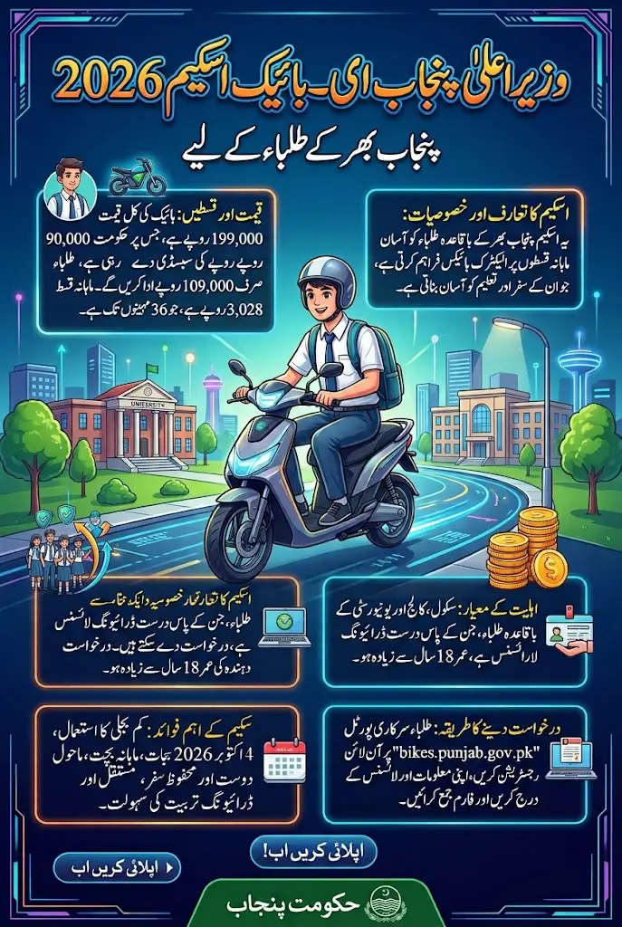 CM Punjab E-Bike Scheme 2026 Rs 3028 Monthly No Down Payment